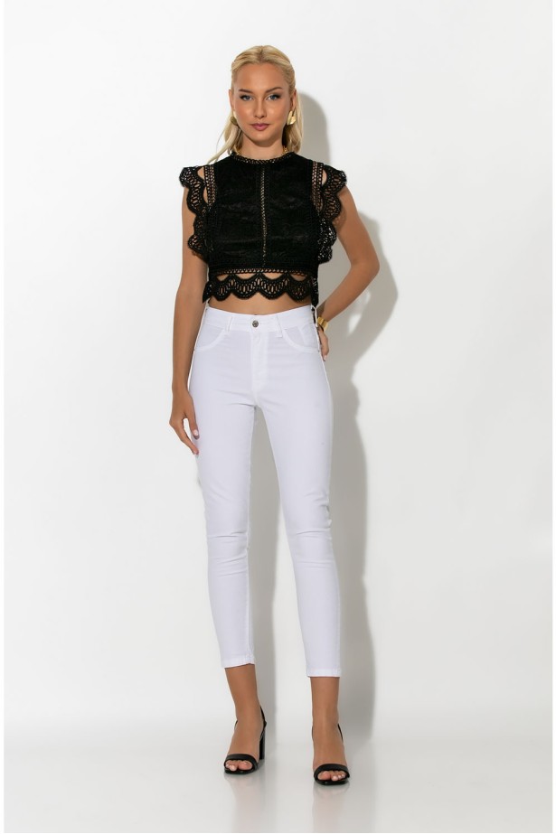 Παντελόνι slim fit λευκό Παντελόνι slim fit λευκό