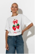 T-Shirt με στάμπα strawberry λευκό T-Shirt με στάμπα strawberry λευκό