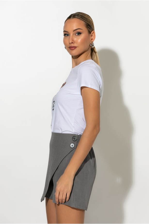 T-shirt με στάμπα λεοπάρ καρδιά λευκό T-shirt με στάμπα λεοπάρ καρδιά λευκό