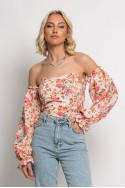 Μπλούζα floral με έξω τους ώμους πορτοκαλί Μπλούζα floral με έξω τους ώμους πορτοκαλί