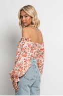 Μπλούζα floral με έξω τους ώμους πορτοκαλί Μπλούζα floral με έξω τους ώμους πορτοκαλί