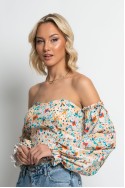 Μπλούζα floral με έξω τους ώμους μπεζ Μπλούζα floral με έξω τους ώμους μπεζ