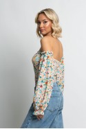 Μπλούζα floral με έξω τους ώμους μπεζ Μπλούζα floral με έξω τους ώμους μπεζ