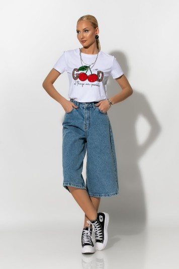 T-shirt με στάμπα leopard good cherry's λευκό