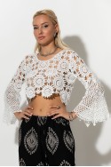 Μακρυμάνικο top crochet λευκό Μακρυμάνικο top crochet λευκό