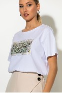 T-shirt με στάμπα λεοπάρ amour λευκό T-shirt με στάμπα λεοπάρ amour λευκό