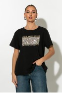 T-shirt με στάμπα λεοπάρ amour μαύρο T-shirt με στάμπα λεοπάρ amour μαύρο