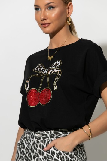 T-shirt με cherry's λευκό