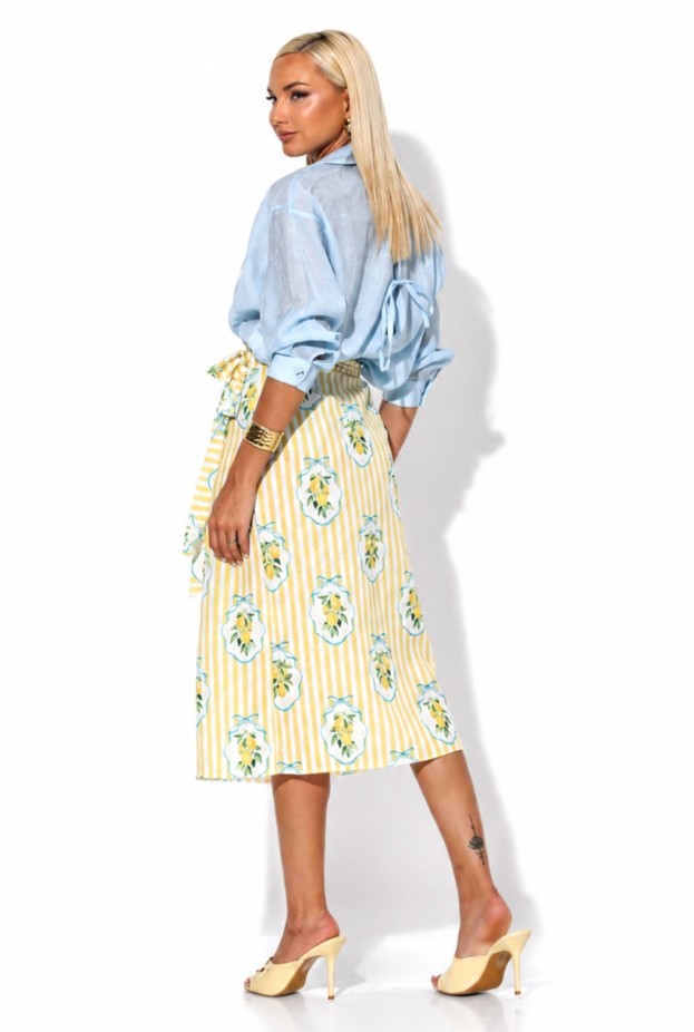 Φούστα φάκελος με print lemon κίτρινο