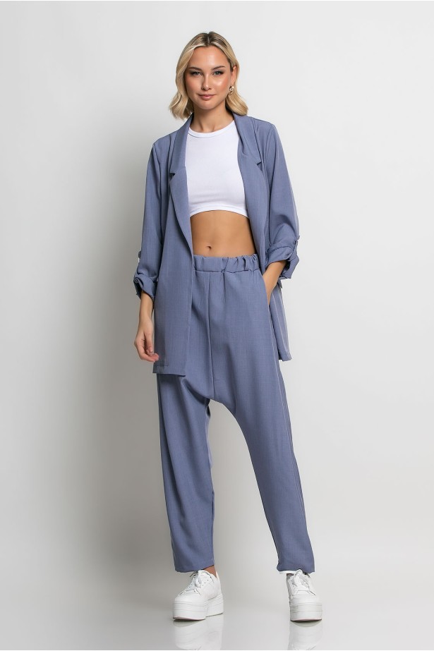 Baggy παντελόνι με λάστιχο στην μέση γκρισιελ Baggy παντελόνι με λάστιχο στην μέση γκρισιελ