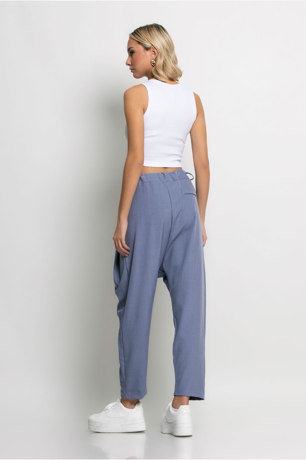 Baggy παντελόνι με λάστιχο στην μέση γκρισιελ Baggy παντελόνι με λάστιχο στην μέση γκρισιελ