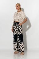 Παντελόνα με tropical print και κορδονι στην μέση μπλε Παντελόνα με tropical print και κορδονι στην μέση μπλε