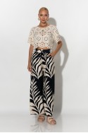 Παντελόνα με tropical print και κορδονι στην μέση μπλε Παντελόνα με tropical print και κορδονι στην μέση μπλε