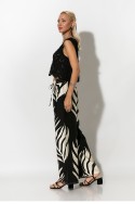 Παντελόνα με tropical print και κορδονι στην μέση μαύρο Παντελόνα με tropical print και κορδονι στην μέση μαύρο