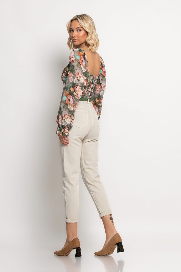 Mom jean loose fit μπεζ Mom jean loose fit μπεζ