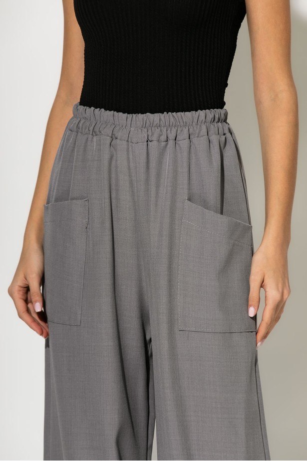 Baggy παντελόνι με λάστιχο στην μέση γκρι Baggy παντελόνι με λάστιχο στην μέση γκρι