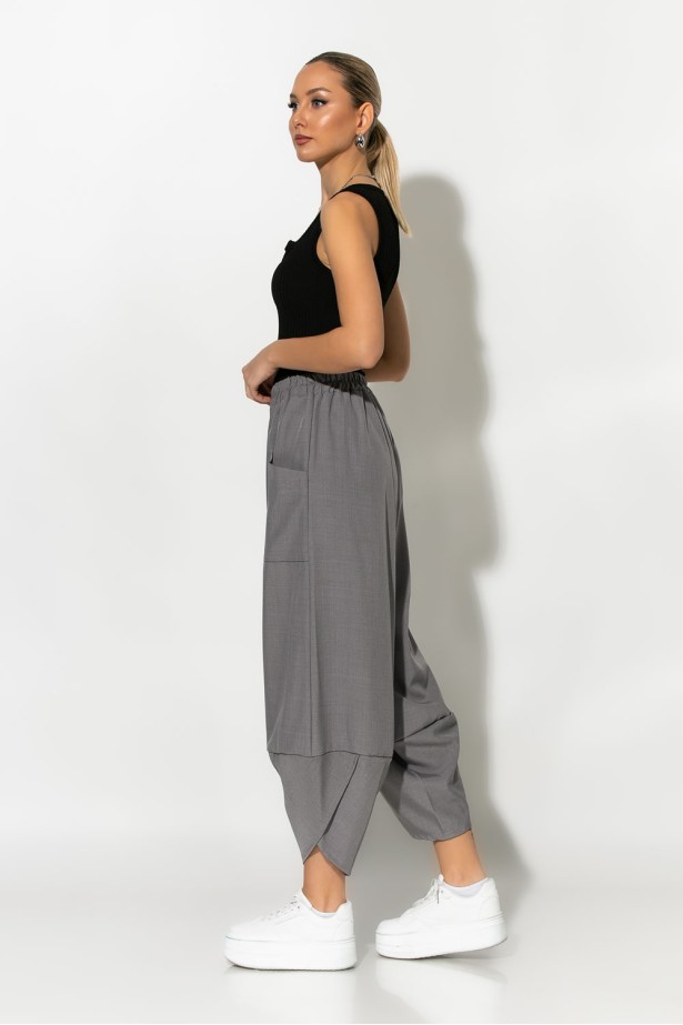 Baggy παντελόνι με λάστιχο στην μέση γκρι Baggy παντελόνι με λάστιχο στην μέση γκρι
