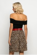 Βερμούδα leopard print με μπορντό ζώνη μπεζ ανοιχτό Βερμούδα leopard print με μπορντό ζώνη μπεζ ανοιχτό
