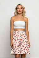 Βερμούδα με ζωνάκι strawberry print λευκό Βερμούδα με ζωνάκι strawberry print λευκό