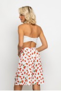 Βερμούδα με ζωνάκι strawberry print λευκό Βερμούδα με ζωνάκι strawberry print λευκό