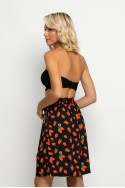 Βερμούδα με ζωνάκι strawberry print μαύρο Βερμούδα με ζωνάκι strawberry print μαύρο