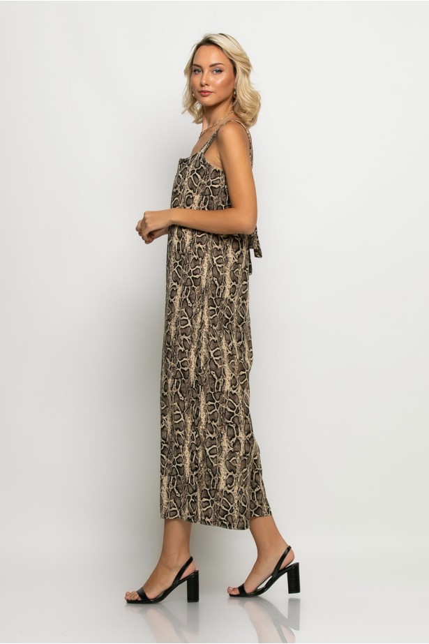 Ολόσωμη φόρμα τιραντέ με δέσιμο στην πλάτη snake print Ολόσωμη φόρμα τιραντέ με δέσιμο στην πλάτη snake print