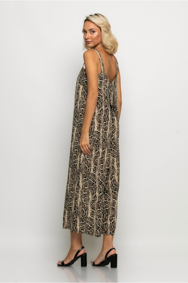 Ολόσωμη φόρμα τιραντέ με δέσιμο στην πλάτη snake print Ολόσωμη φόρμα τιραντέ με δέσιμο στην πλάτη snake print