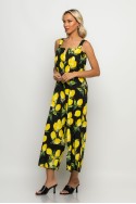 Ολόσωμη φόρμα τιραντέ με δέσιμο στην πλάτη lemon print μαύρο Ολόσωμη φόρμα τιραντέ με δέσιμο στην πλάτη lemon print μαύρο