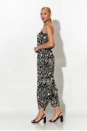 Baggy στράπλες ολόσωμη φόρμα λεοπαρ zebra μαύρο