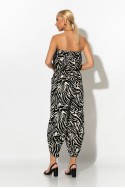 Baggy στράπλες ολόσωμη φόρμα λεοπαρ zebra μαύρο