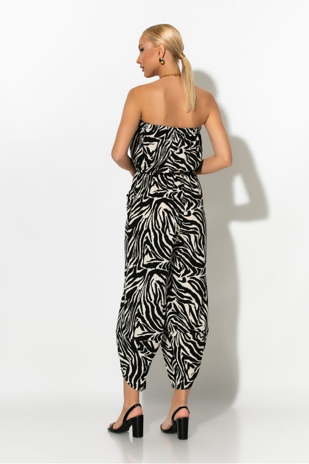 Baggy στράπλες ολόσωμη φόρμα λεοπαρ zebra μαύρο Baggy στράπλες ολόσωμη φόρμα λεοπαρ zebra μαύρο