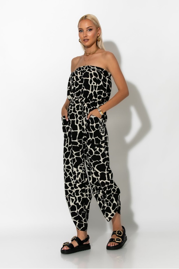 Baggy στράπλες ολόσωμη φόρμα cow μαύρο Baggy στράπλες ολόσωμη φόρμα cow μαύρο