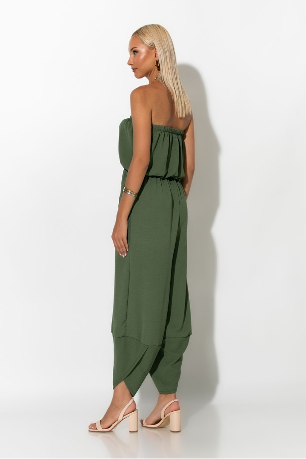 Baggy στράπλες ολόσωμη φόρμα χακί Baggy στράπλες ολόσωμη φόρμα χακί