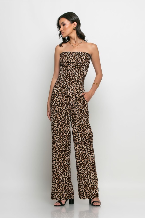 Ολόσωμη φόρμα στράπλες animal print leopard Ολόσωμη φόρμα στράπλες animal print leopard