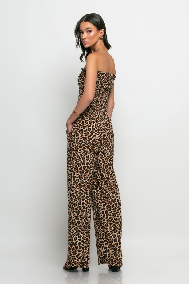 Ολόσωμη φόρμα στράπλες animal print leopard Ολόσωμη φόρμα στράπλες animal print leopard