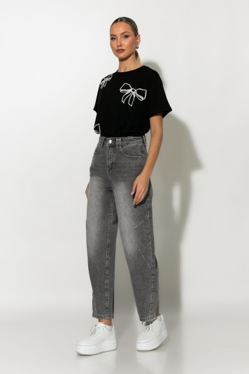 Baggy jean mom fit ανθρακί
