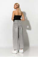 Baggy jean mom fit με ζωνάκι ανθρακί Baggy jean mom fit με ζωνάκι ανθρακί