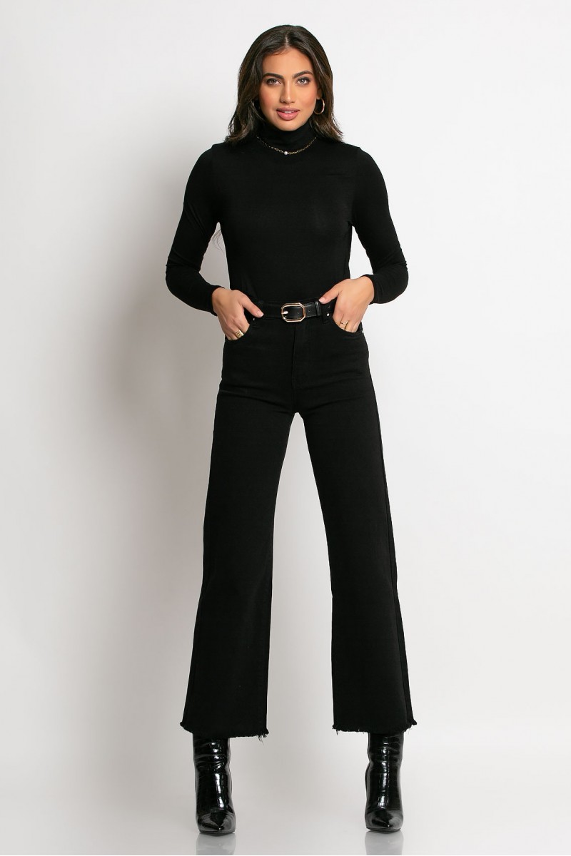 Cropped jean παντελόνι μαύρο 