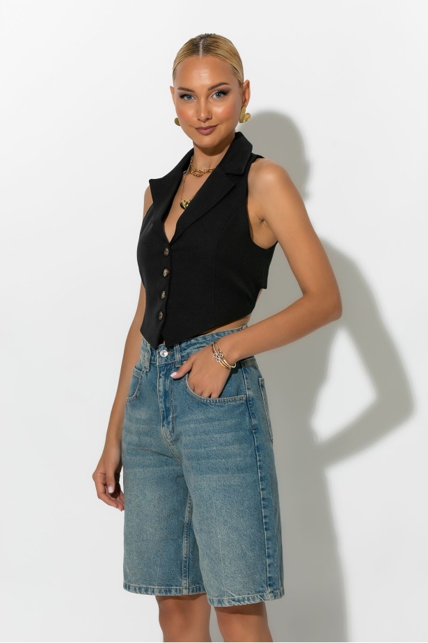 Jean loose βερμούδα μπλε Jean loose βερμούδα μπλε
