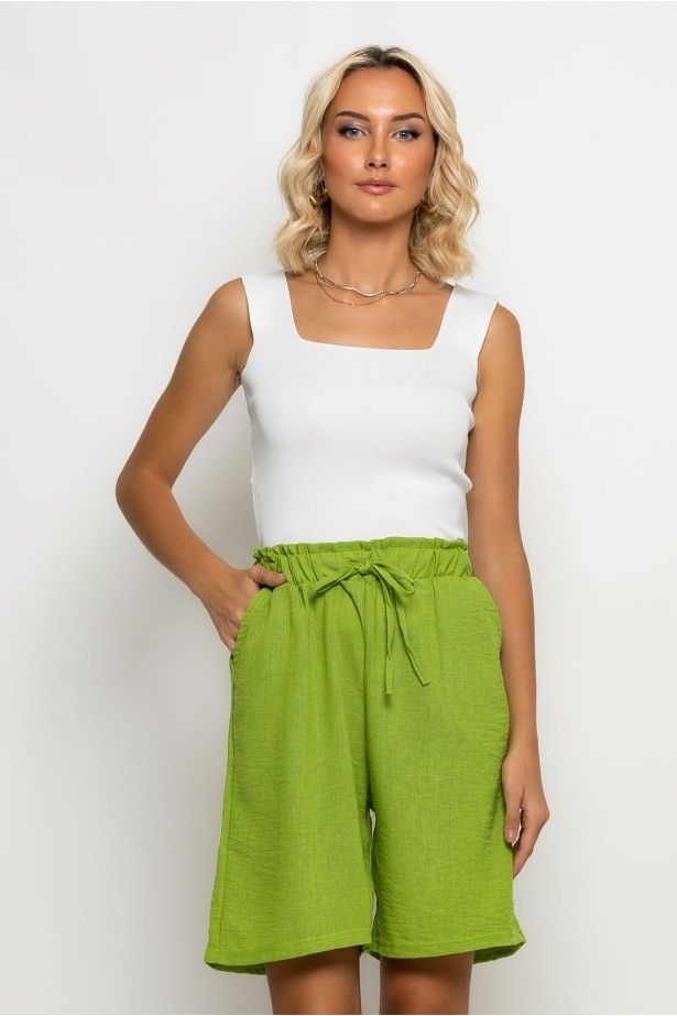 Βερμούδα με λινό apple green Βερμούδα με λινό apple green