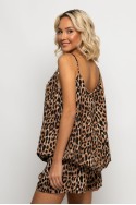 Σετ τιραντέ balloon μπλούζα και σορτσ leopard print μπεζ σκούρο Σετ τιραντέ balloon μπλούζα και σορτσ leopard print μπεζ σκούρο