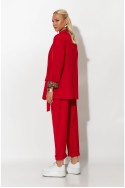 Σετ blazer με λεοπάρ φόδρα και παντελόνι με ζωνάκι κόκκινο Σετ blazer με λεοπάρ φόδρα και παντελόνι με ζωνάκι κόκκινο
