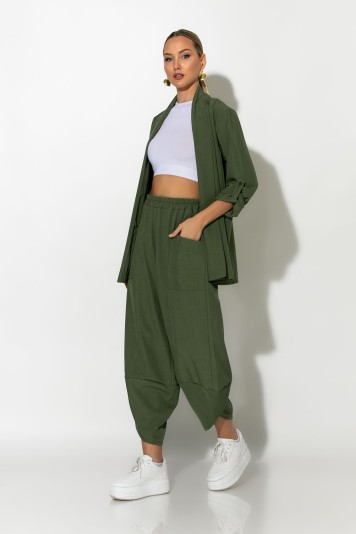 Σετ baggy παντελόνι και blazer ροζ