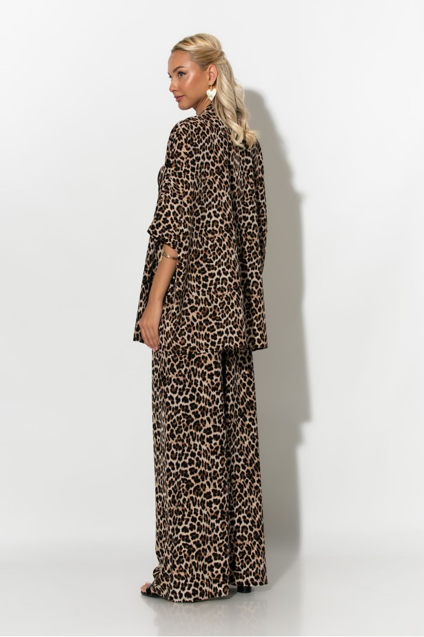 Σετ κιμονό και παντελόνα leopard print μπεζ ανοιχτό Σετ κιμονό και παντελόνα leopard print μπεζ ανοιχτό