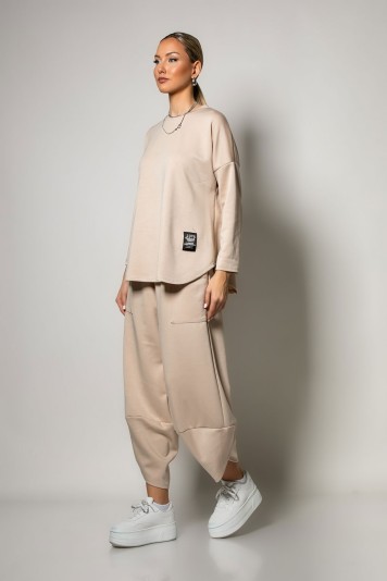 Σετ baggy παντελόνι και oversized μπλούζα ροζ