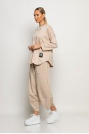 Σετ baggy παντελόνι και oversized μπλούζα μπεζ Σετ baggy παντελόνι και oversized μπλούζα μπεζ