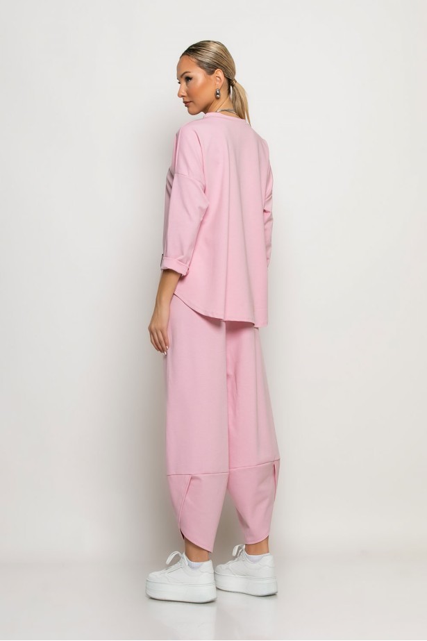 Σετ baggy παντελόνι και oversized μπλούζα ροζ Σετ baggy παντελόνι και oversized μπλούζα ροζ