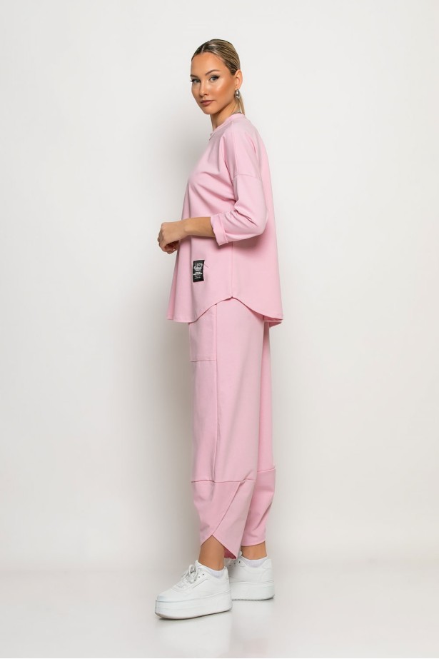 Σετ baggy παντελόνι και oversized μπλούζα ροζ Σετ baggy παντελόνι και oversized μπλούζα ροζ