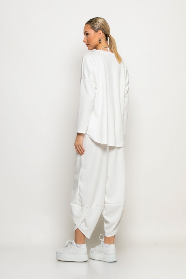 Σετ baggy παντελόνι και oversized μπλούζα λευκό Σετ baggy παντελόνι και oversized μπλούζα λευκό