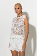 Crochet αμάνικη μπλούζα με διαφάνεια λευκό Crochet αμάνικη μπλούζα με διαφάνεια λευκό